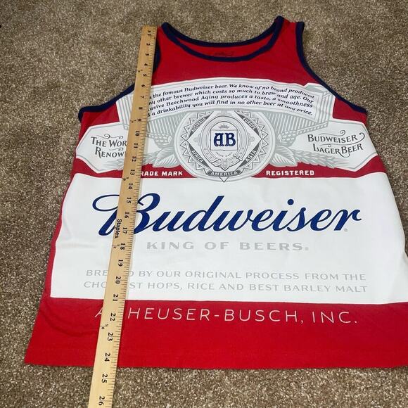 Budweiser Tee T-shirt tank top graphic printed red/white/blue men's beer SZ M - Picture 6 of 7